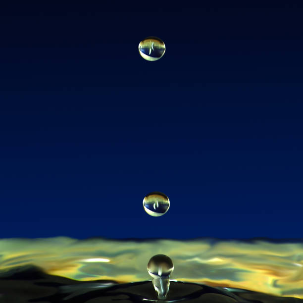 istock Dripping liquid, two drops of water raised the pillar 823840302