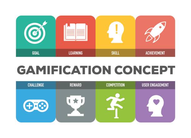 Gamification Colorful Icons Set Gamification Colorful Icons Set gamification badge stock illustrations