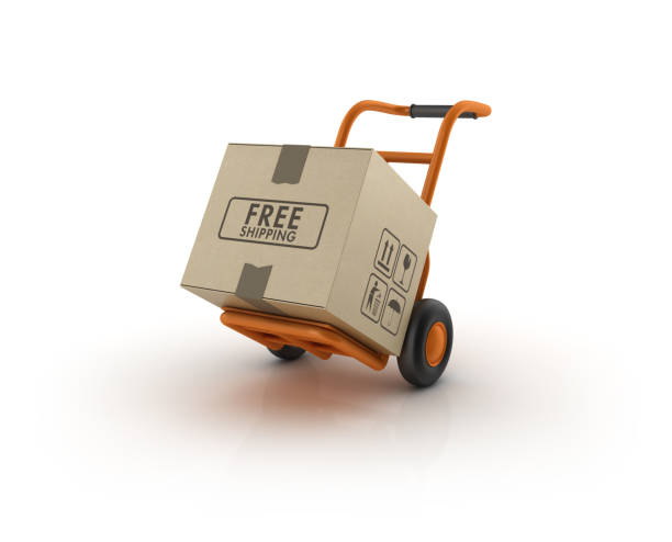 istock Hand Truck Carrying Free Shipping Cardboard Box - 3D Rendering 823846022