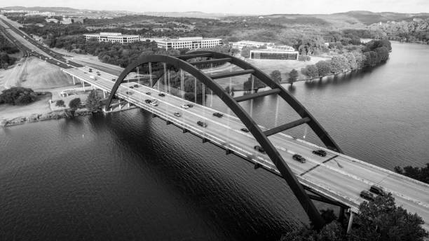 istock black and white Texas Landscape 360 Bridge or Pennybacker Bridge 823847066