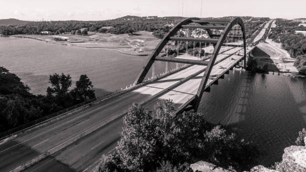 istock Pennybacker Bridge or 360 Bridge Austin Texas Landmark Suspension Bridge deep perspective 823847116
