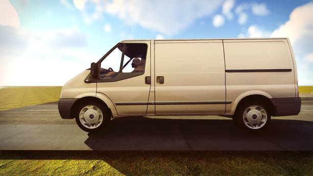 istock White van traveling on the roads 3d rendering 823858694