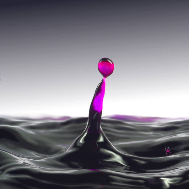 istock Dripping the liquid,  dark violet post and  ball of water. 823858896