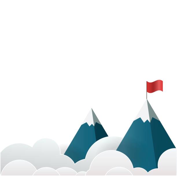 istock Paper art landscape with flag on the mountain. Success concept illustration. Overcoming difficulties. 823866780