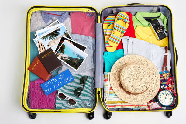 istock Packed luggage for family vacation. 823866912