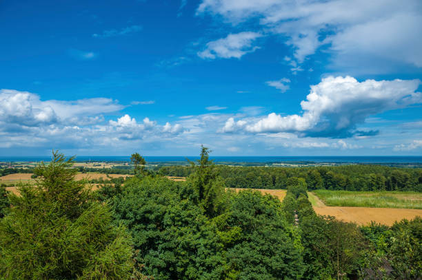 View from the look-out tower Hessenstein toward the Hohwachter Bucht in Panker at the Baltic Sea