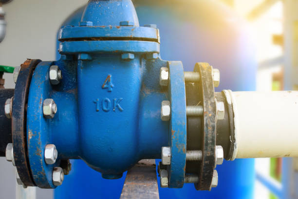 istock Large open water shut off, Water supply pipe 823869866
