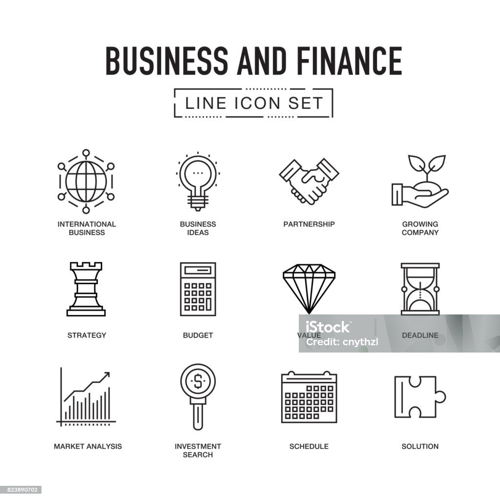 Affaires et finances ligne Icon Set - clipart vectoriel de Affaires libre de droits