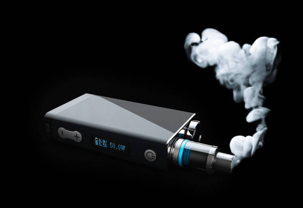 istock vape with white fire smoke cloud. 3d illustration on black background 823897820