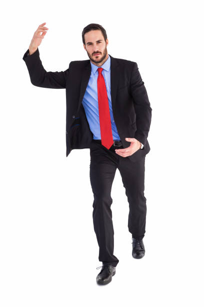 istock Unsmiling businessman holding something with hands 823898620