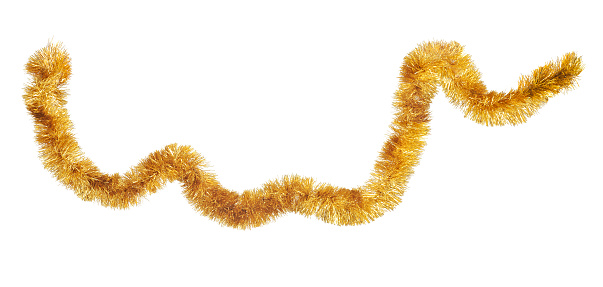 Christmas golden garland isolated against white background.