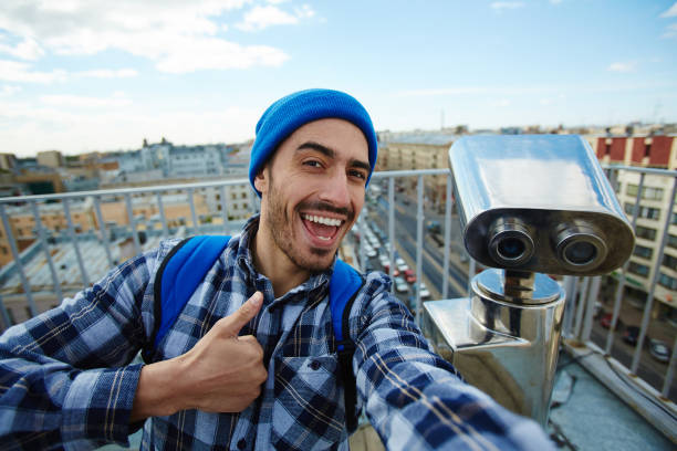 istock Happy  Tourist Taking Selfie on Rooftop 823902578