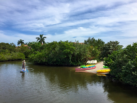 Hollywood, FL U.S. - March 12, 2016: A leisure canoe in the West Lake Park.