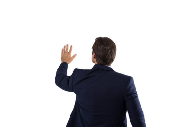 istock Businessman touching the invisible screen 823908714