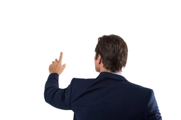 istock Businessman pressing an invisible virtual screen 823908762