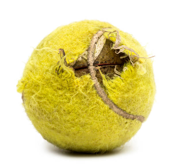 Chewed tennis ball against white background Chewed tennis ball against white background chewed stock pictures, royalty-free photos & images