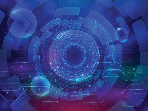 Hitech Computer Technology On The Blue Background Abstract Radial ...