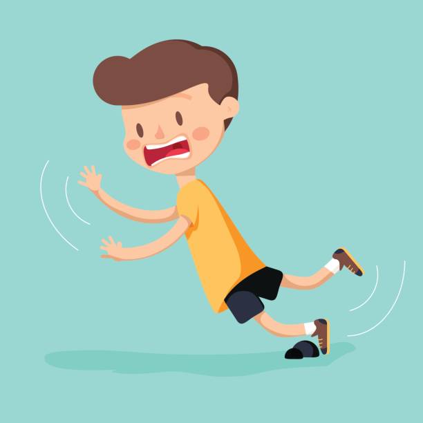 Boy was stumbling on rock while walking. Boy was stumbling on rock while walking. Vector illustration kid tripped stock illustrations