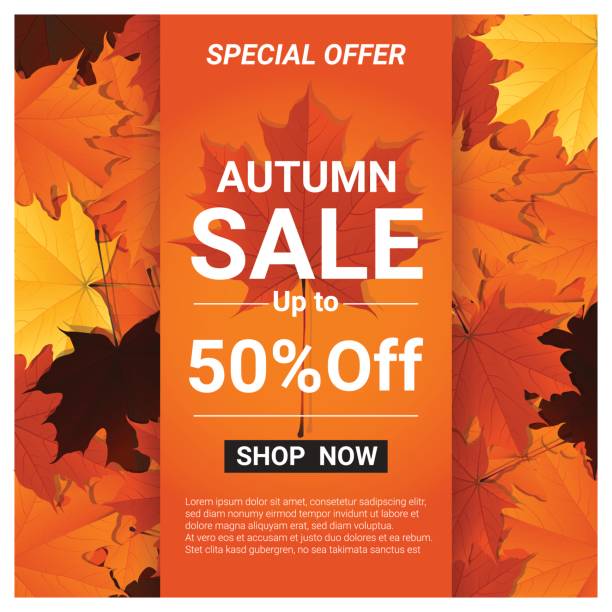 ilustrações de stock, clip art, desenhos animados e ícones de autumn sale banner with colorful leaves , vector , illustration - leaf paper autumn textured