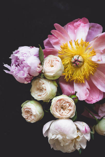 istock Pink roses and peonies bouquet 823939184