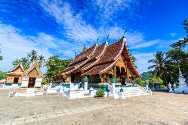Wat Xieng Thong (Golden City Temple) in Luang Prabang, Laos. Xieng Thong temple is one of the most important of Lao monasteries. stock photo