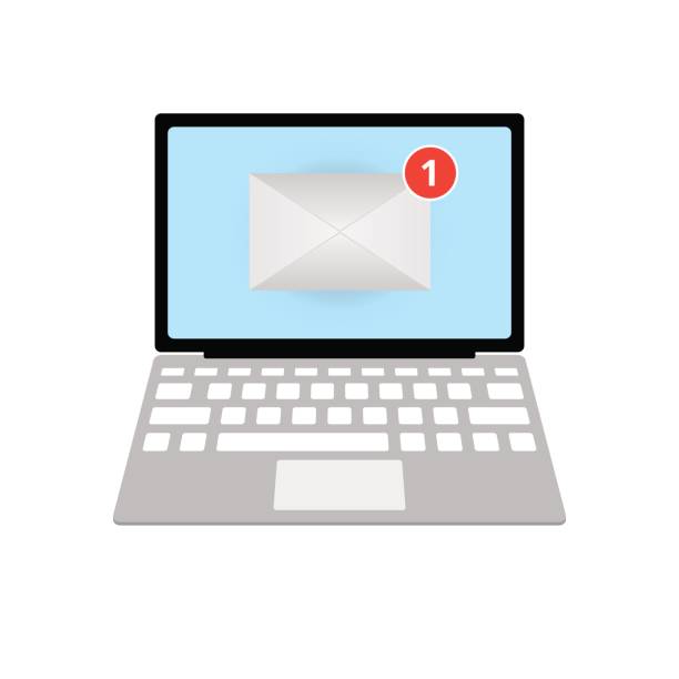 istock Open a laptop. One new letter on the display. Flat style. Vector illustration, isolated on white background 823945892