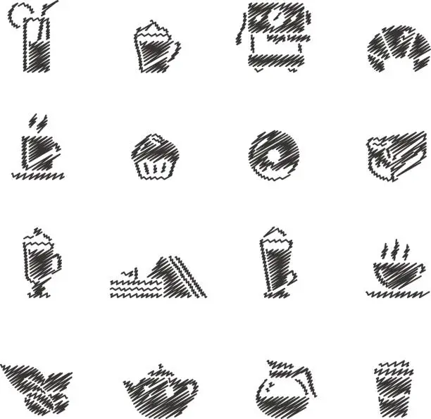 Vector illustration of Coffee Icons // Scribble series