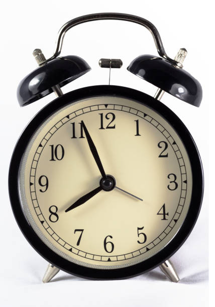 istock Retro alarm clock isolated on white background 823965950