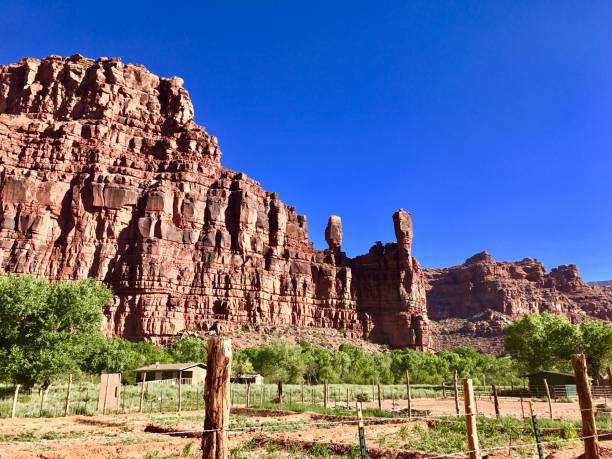 Supai Village Morning Photo of the canyon walls in the Supai Village of Havasupai Arizona in the Grand Canyon. havasupai indian reservation stock pictures, royalty-free photos & images