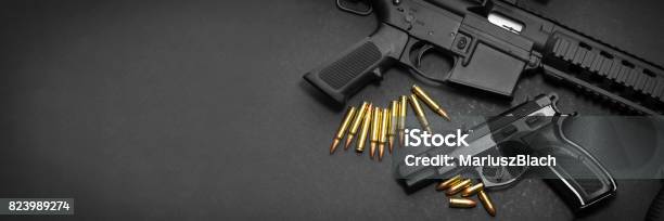 Handgun And Rifle Stock Photo - Download Image Now - Gun, Weapon, Rifle