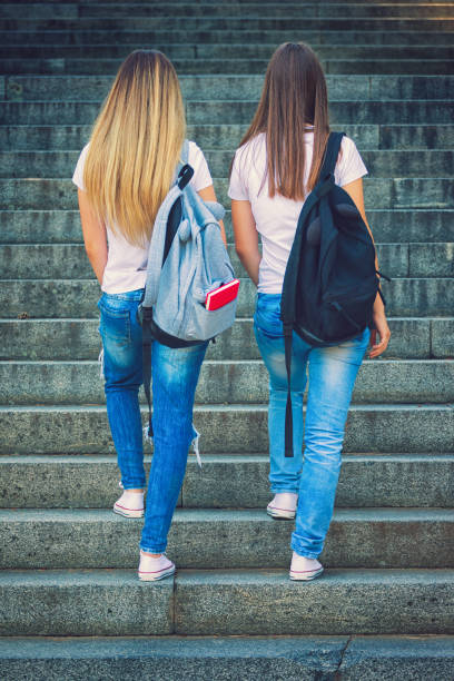 istock Two Student Girls Going to School 823996042