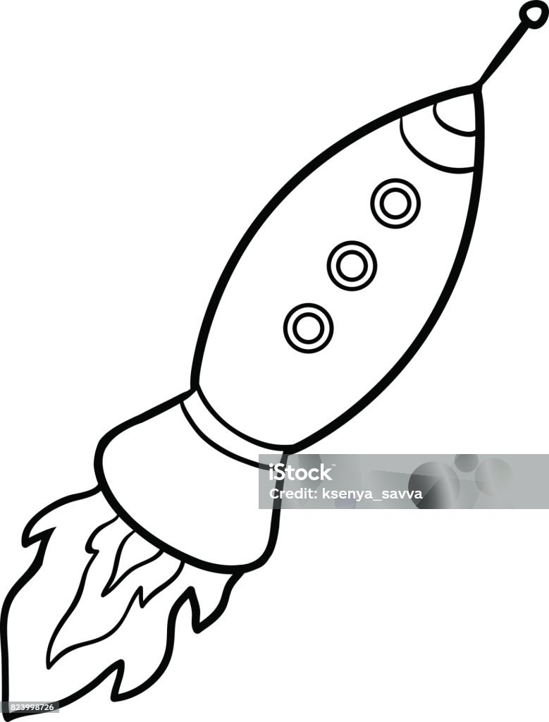 Coloring book, Spaceship Coloring book for children, Spaceship Coloring Book Page - Illlustration Technique stock vector