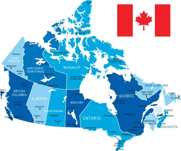Vector illustration of Map of Canada