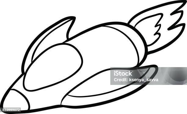 Coloring Book Spaceship Stock Illustration - Download Image Now - Astronomy, Black And White, Book