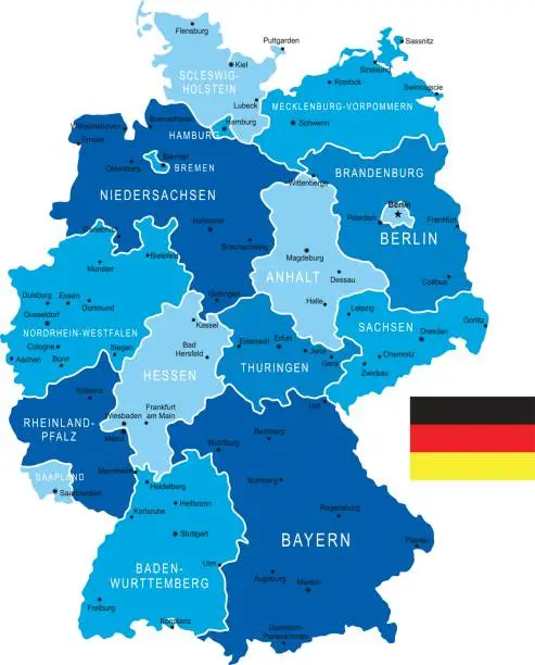 Vector illustration of Germany Map with national Flag