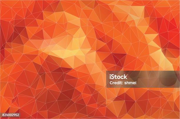 Flat Orange Polygonal Background Stock Illustration - Download Image Now - Backgrounds, Fractal, Vector