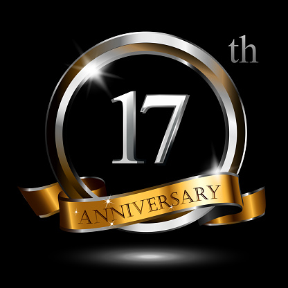 years golden silver anniversary icon celebration with ring and ribbon series