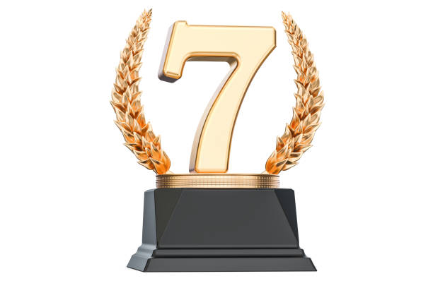 istock Seventh place trophy cup, 3D rendering isolated on white background 824024524