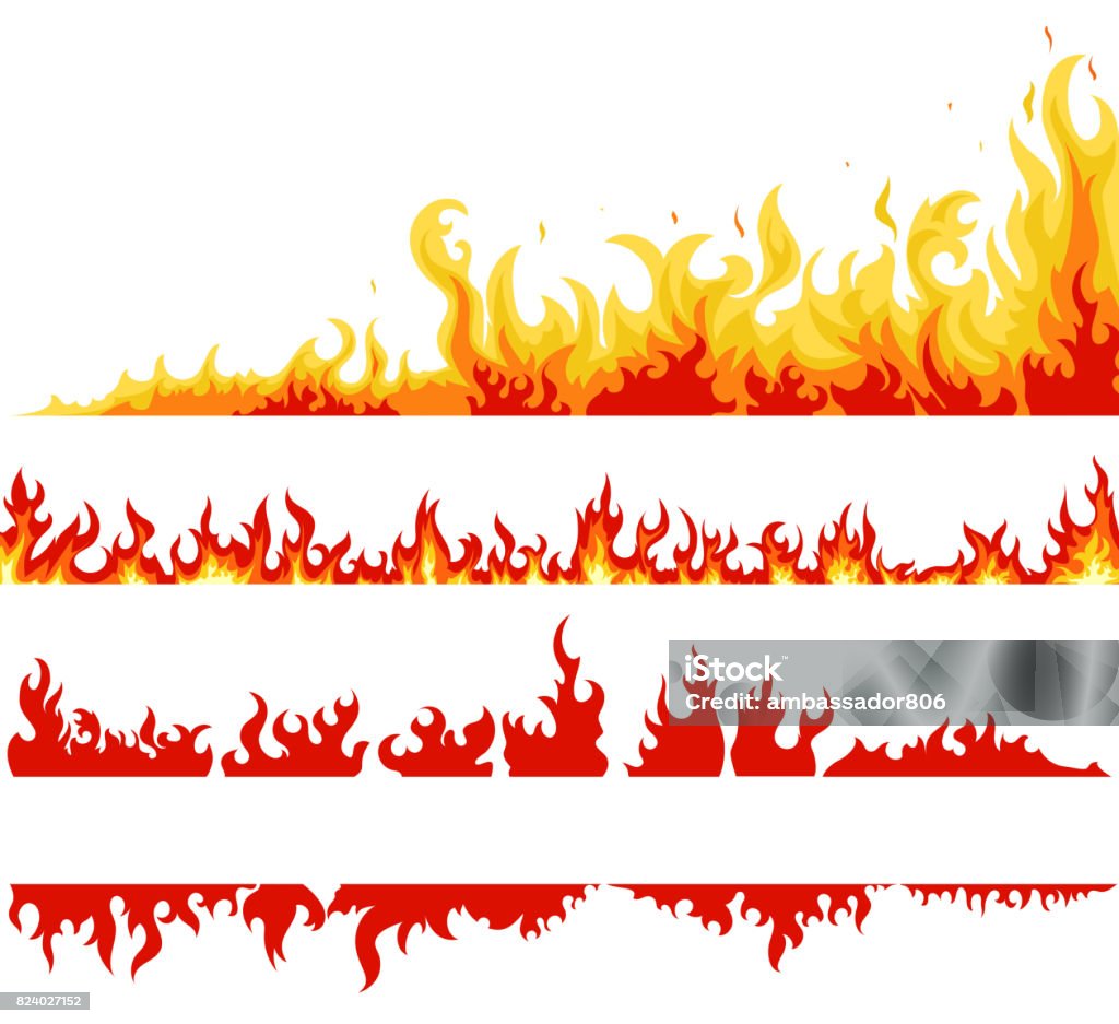 Fire banner, fame backgrounds, vector Fire banner set, fame backgrounds, Horizontal bonfire template for web or brochure, explosion decoration. Vector Flame stock vector