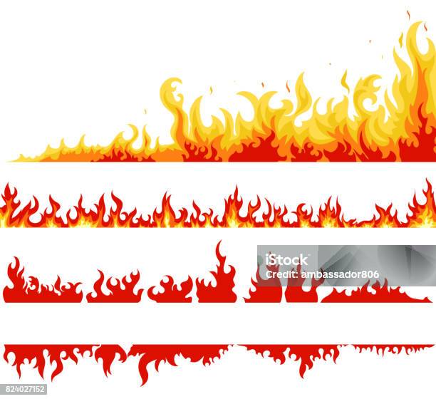 Fire Banner Fame Backgrounds Vector Stock Illustration - Download Image Now - Flame, Fire - Natural Phenomenon, Vector