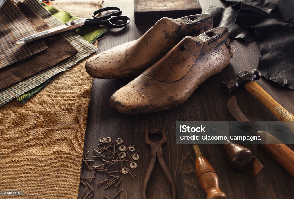 shoemaker Shoemaker workshop Shoe Stock Photo