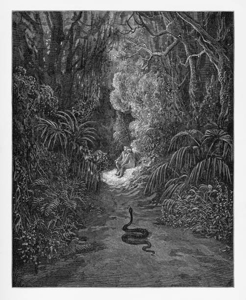 istock Nearer he drew, and many a walk traversed Victorian Engraving, 1885 824033034