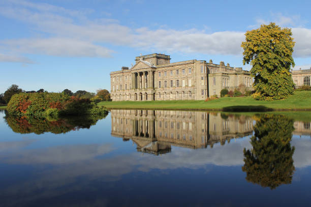 Lyme Park, Peak District National Park, Midlands, England, United Kingdom Lyme Park estate with its manor house and deer park has been a favourite with Peak District visitors ever since Colin Firth emerged from the adjoining lake in the 1995s BBC mini-series version of Jane Austen´s Pride & Prejudice. peak district national park photos stock pictures, royalty-free photos & images