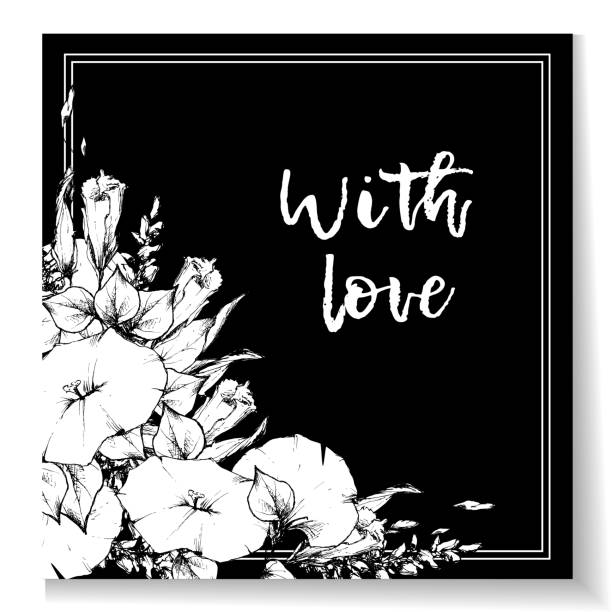istock Retro vintage postcard, card or business card with flower bindweed. Hand drawing. 824040050