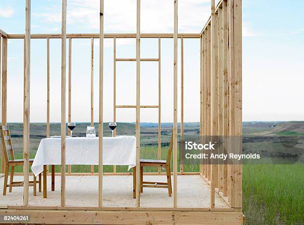 Dinner Table In Framed House Stock Photo - Download Image Now - Absence, Alcohol - Drink, Anticipation