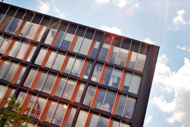 Modern building.Modern office building with facade of glass