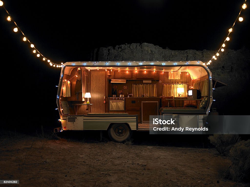 trailer with lights   Motor Home Stock Photo
