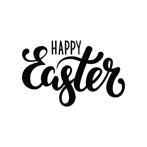 happy Easter Hand drawn calligraphy and brush pen lettering vector art illustration