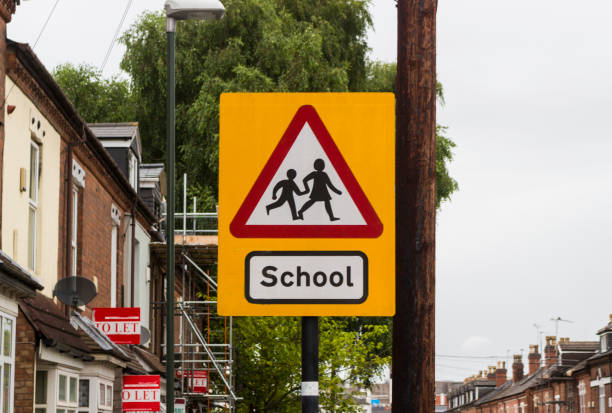 School children warning stock photo