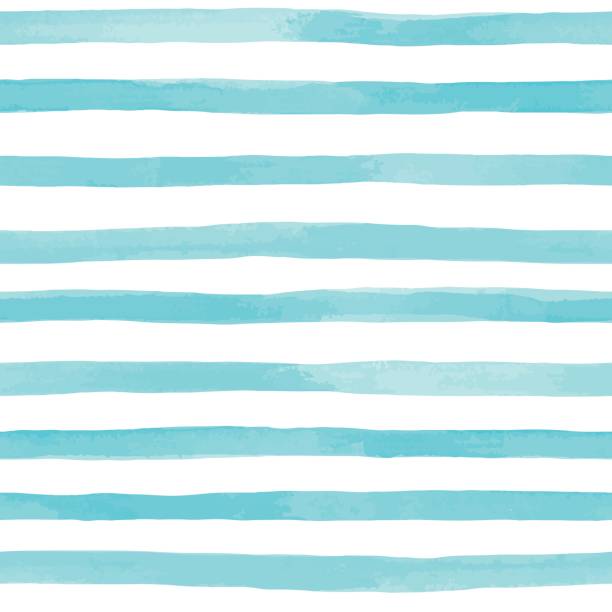 ilustrações de stock, clip art, desenhos animados e ícones de beautiful seamless pattern with blue watercolor stripes. hand painted brush strokes, striped background. vector illustration. - repetition striped pattern in a row
